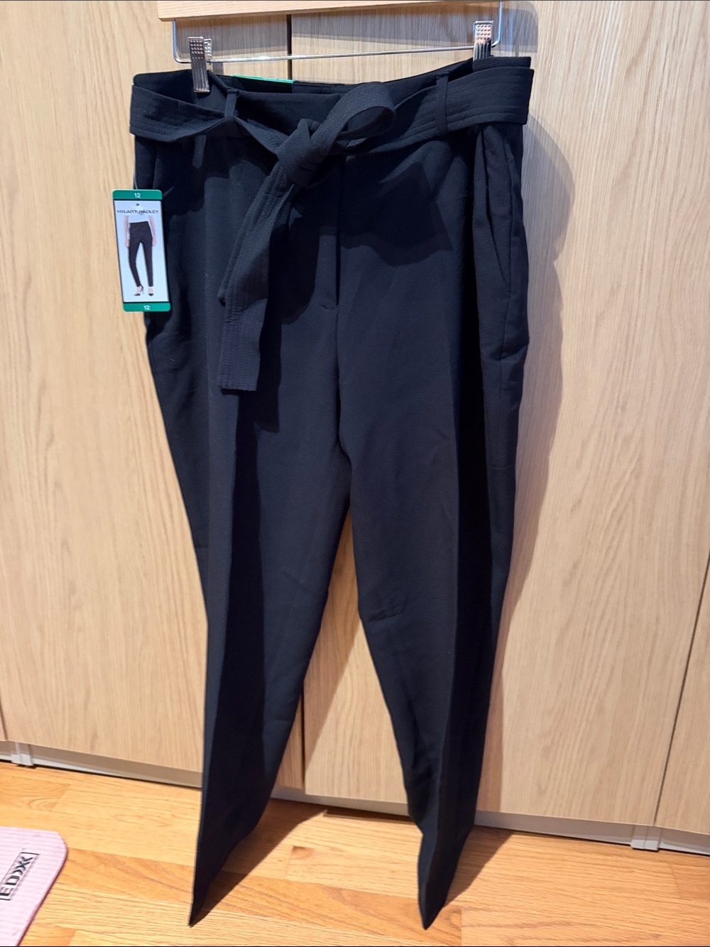 Hilary Radley Black Tie-Waist Chinos